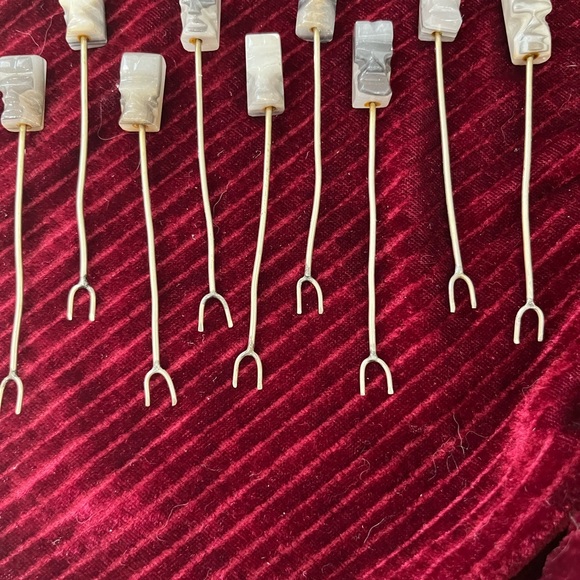 Vintage Carved Onyx/Silver Cocktail Picks - Picture 3 of 4